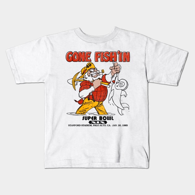 Gone Fish'in / San Francisco Football 1985 Kids T-Shirt by darklordpug